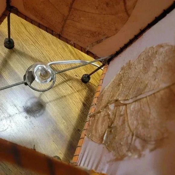 Art Deco Hand Made Accent Lamp  Fabric & Leaves Original - Picture 9 of 10